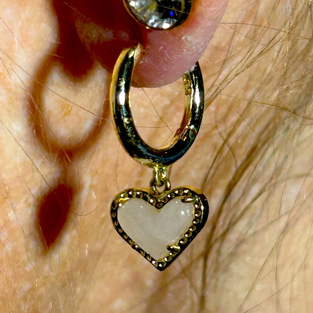 kate spade Gold Horseshoe Hoop Earrings with Heart Pendant